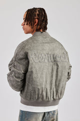 Washed Nylon Bomber Jacket - Acid Wash