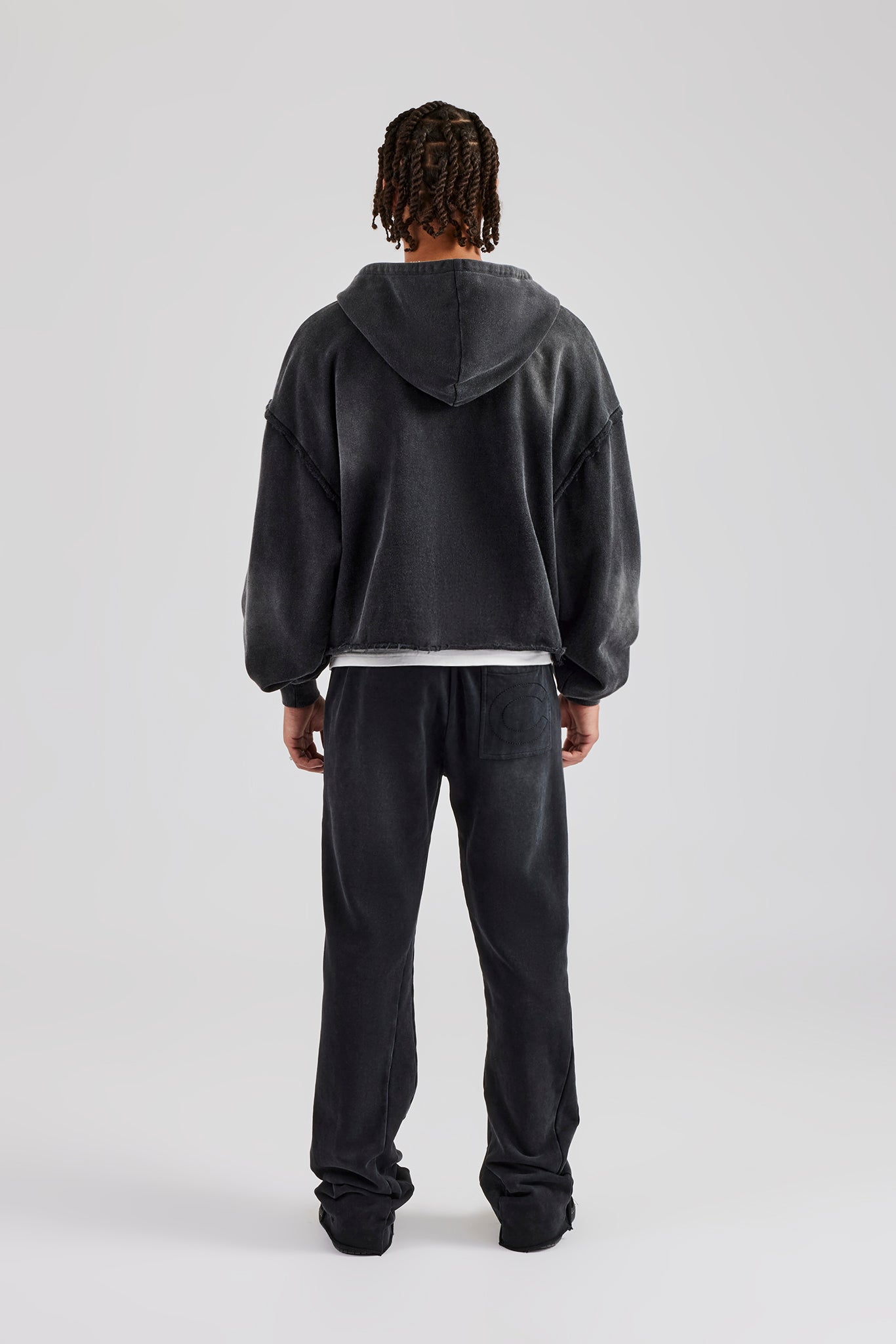 Washed Applique Zip Through Tracksuit - Acid Wash | Mens Sets
