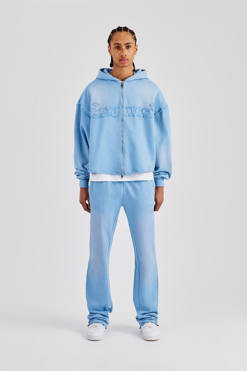 Washed Fit Flare Panelled Jogger - Blue