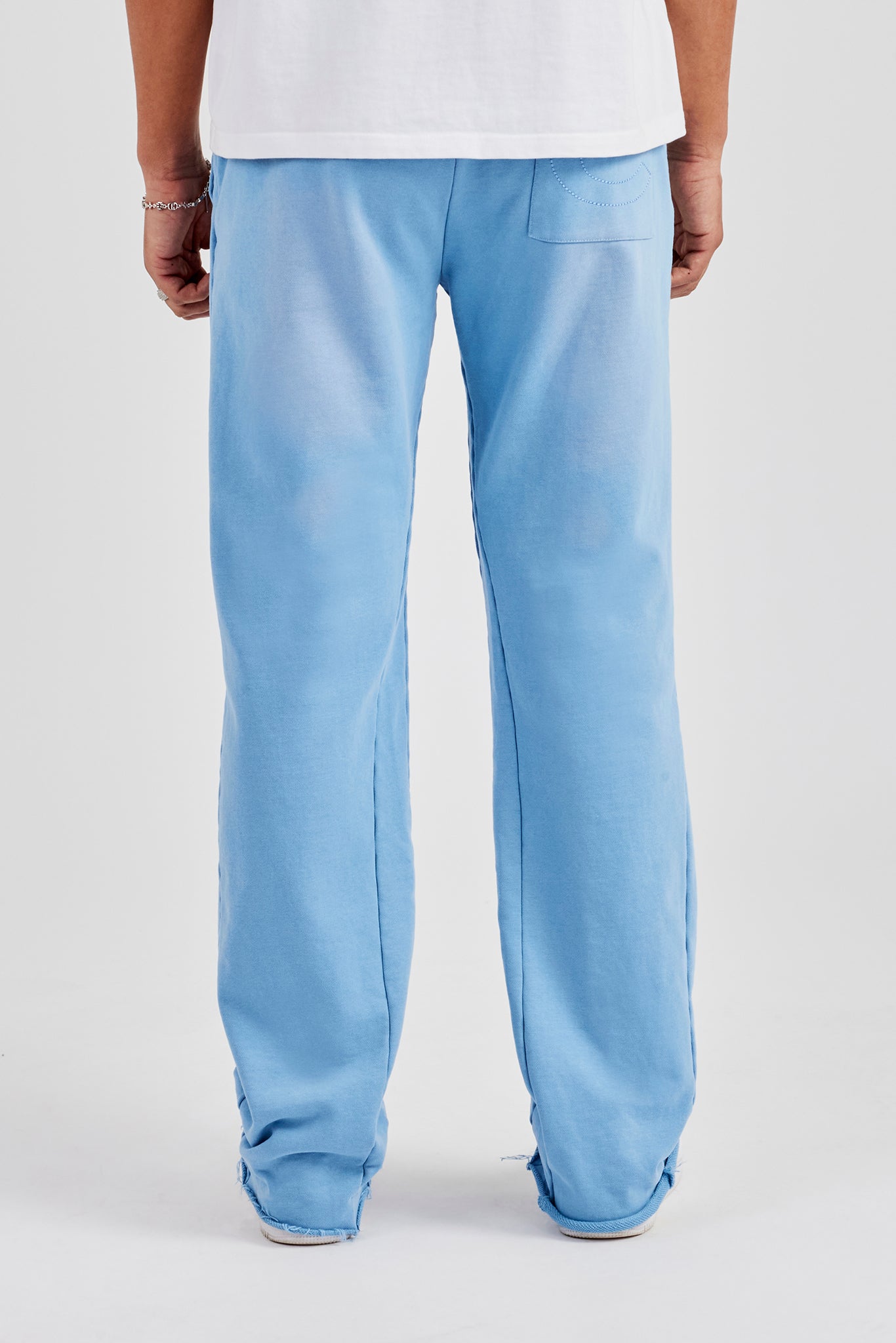 Washed Fit Flare Panelled Jogger - Blue
