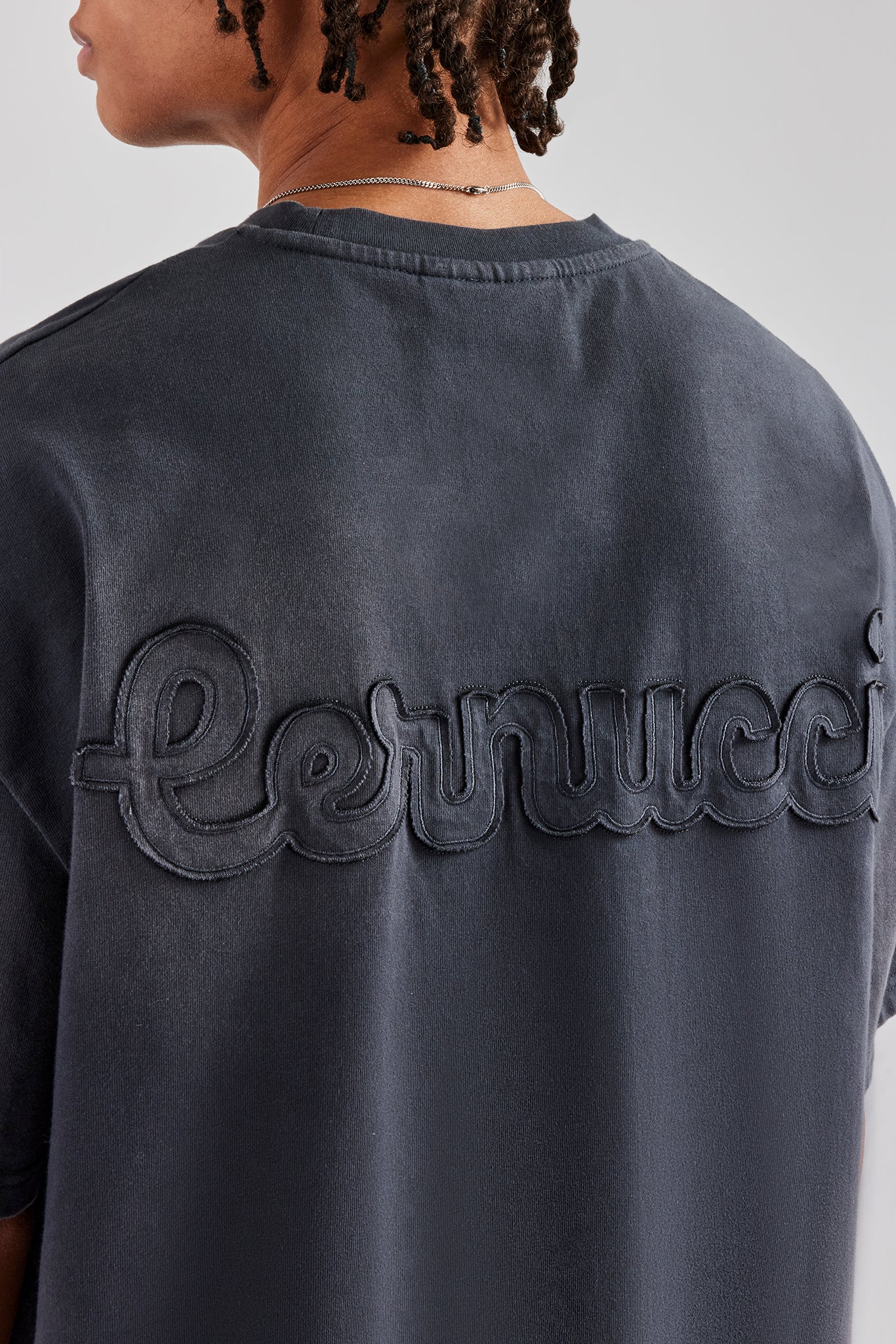 Washed Applique Boxy T-Shirt - Acid Wash | Mens Tees & Vests