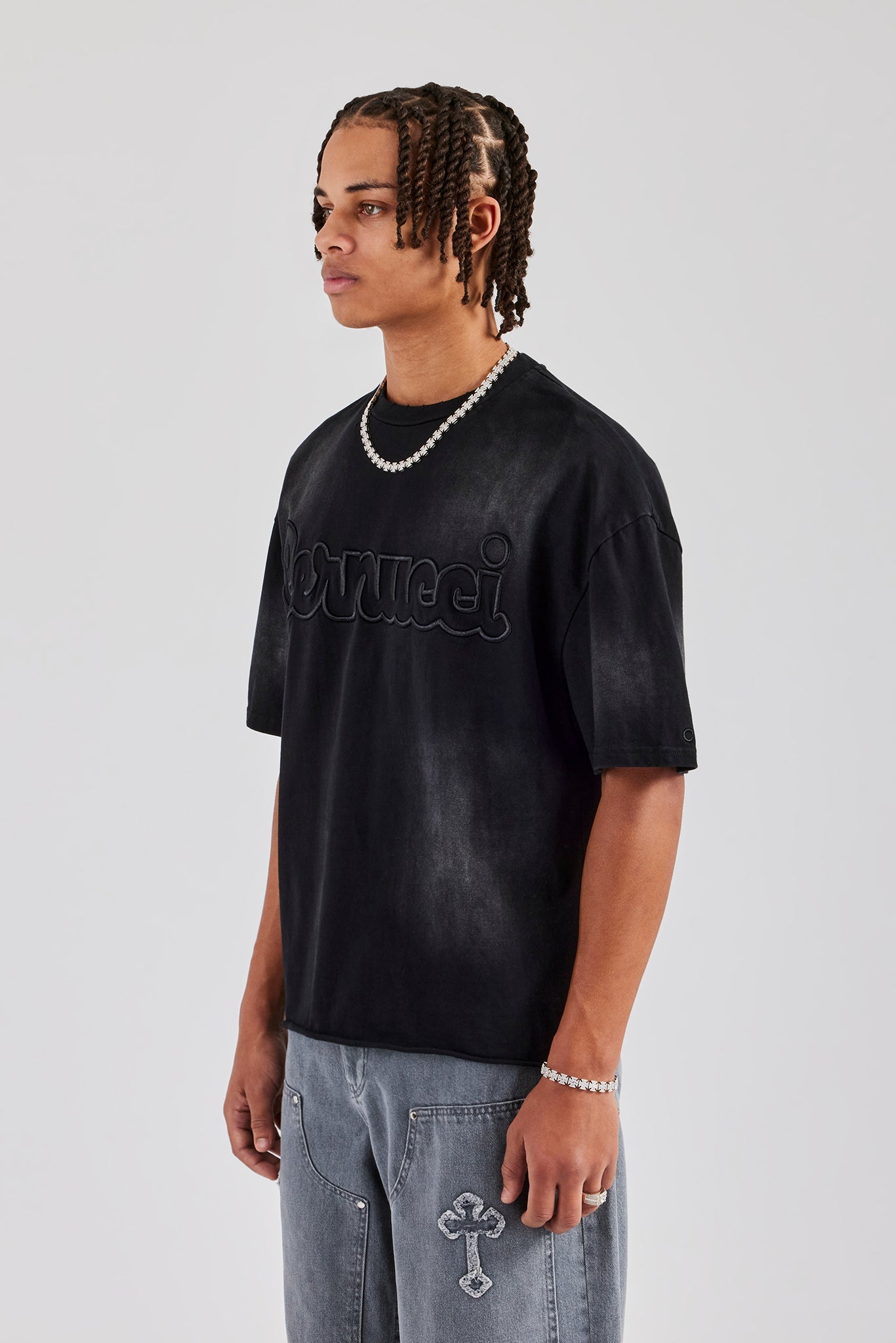 Washed Boxy Distressed T-Shirt - Black | Mens Tees & Vests | Shop