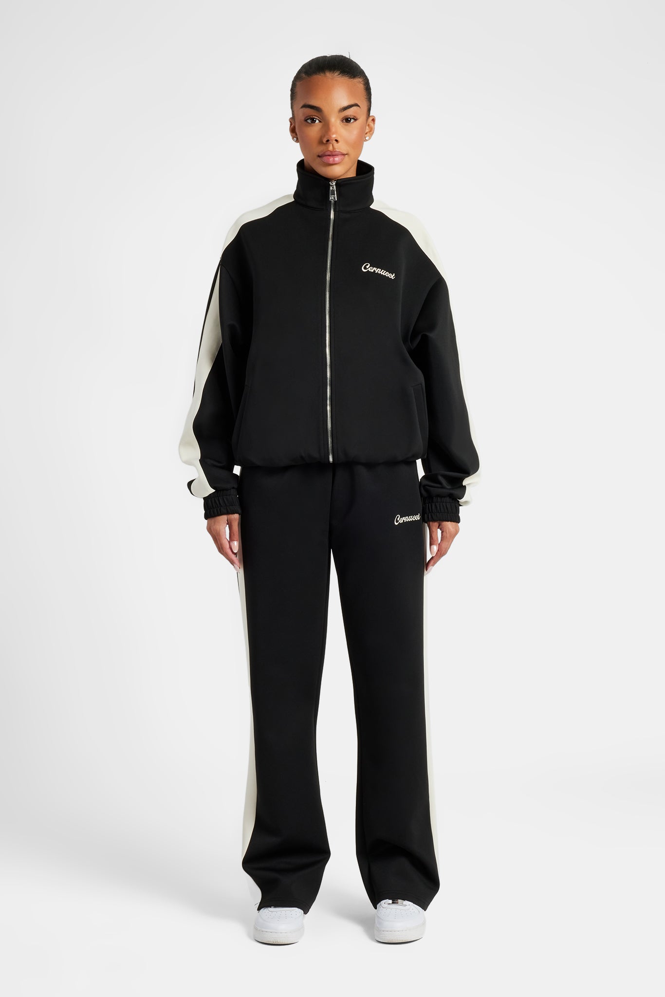 Womens Contrast Panel Tracksuit - Black | Womens Sets | Shop Tracksuits ...