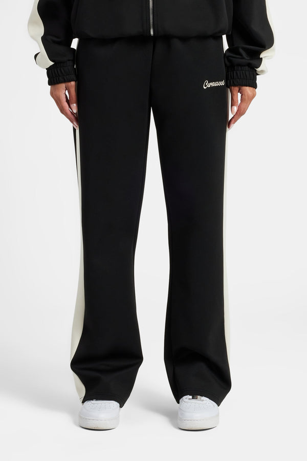 Womens Contrast Panel Track Pant - Black