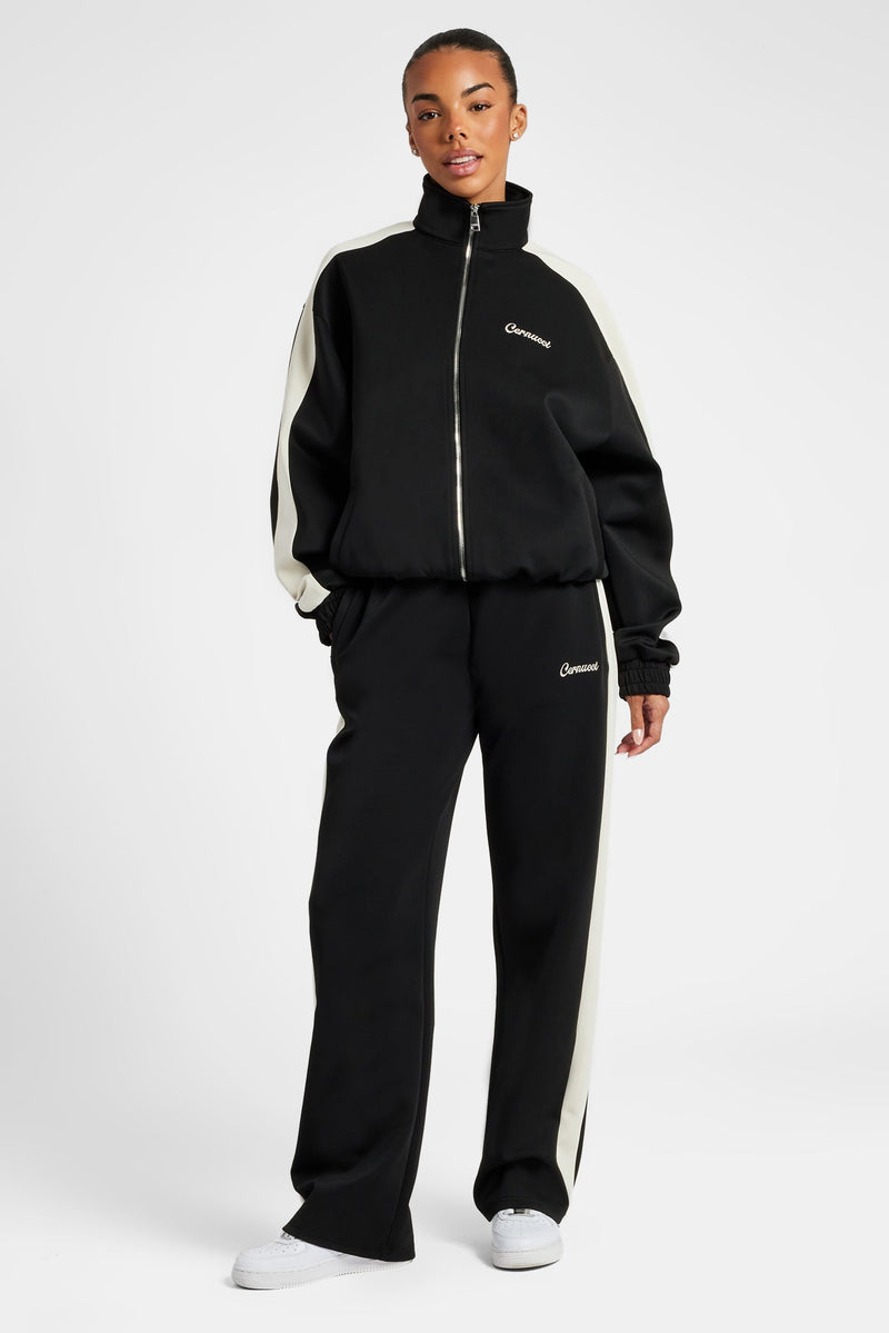 Womens Contrast Panel Tracksuit - Black