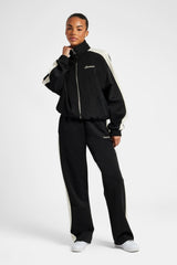 Womens Contrast Panel Track Pant - Black