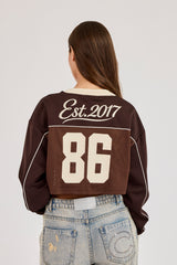 Mesh Mixed Crop Top - Chocolate Brown