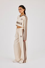 Cropped Football Top & Baggy Taping Jogger - Off White