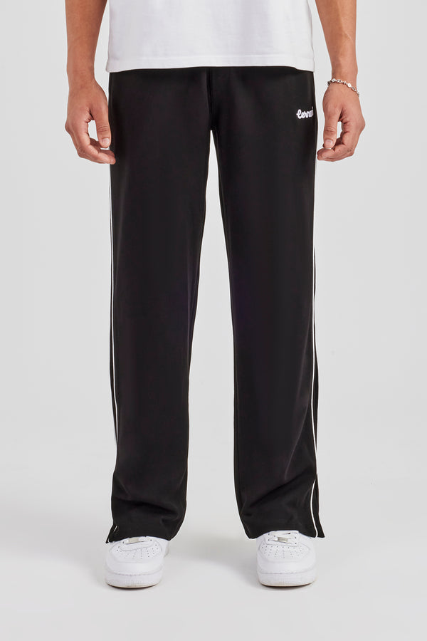 Piping Split Hem Trouser - Black