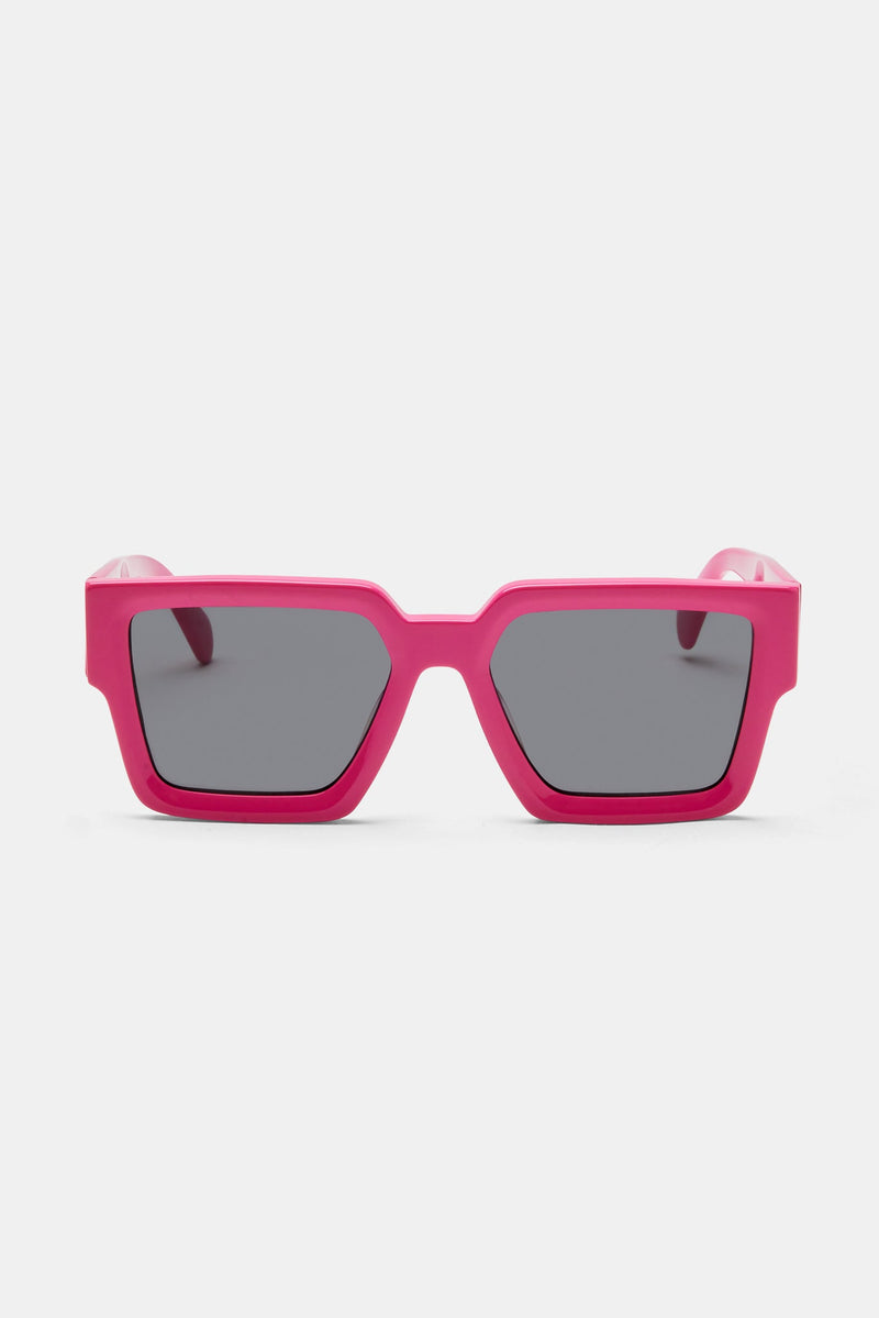 Oversized Thick Frame Acetate Sunglasses - Hot Pink