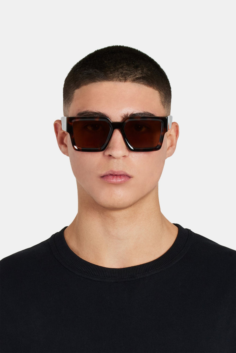 Oversized Thick Frame Acetate Sunglasses - Brown