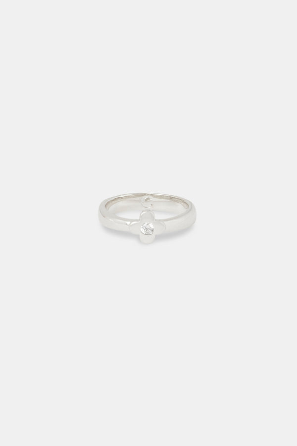 8mm Polished CZ Motif Ring - White