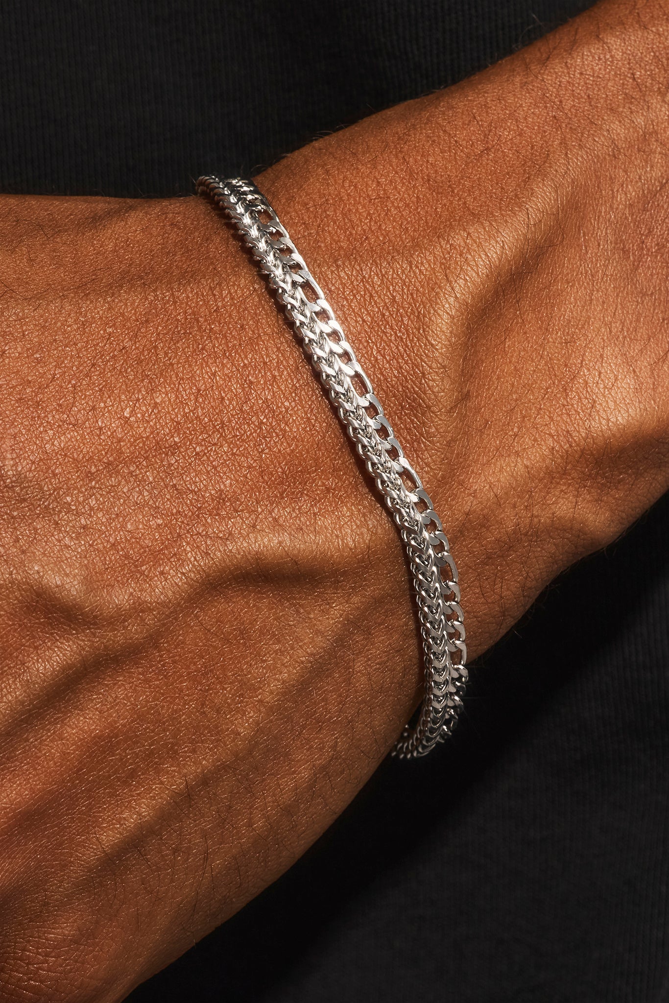 Double Figaro & Franco Bracelet - 3mm - White