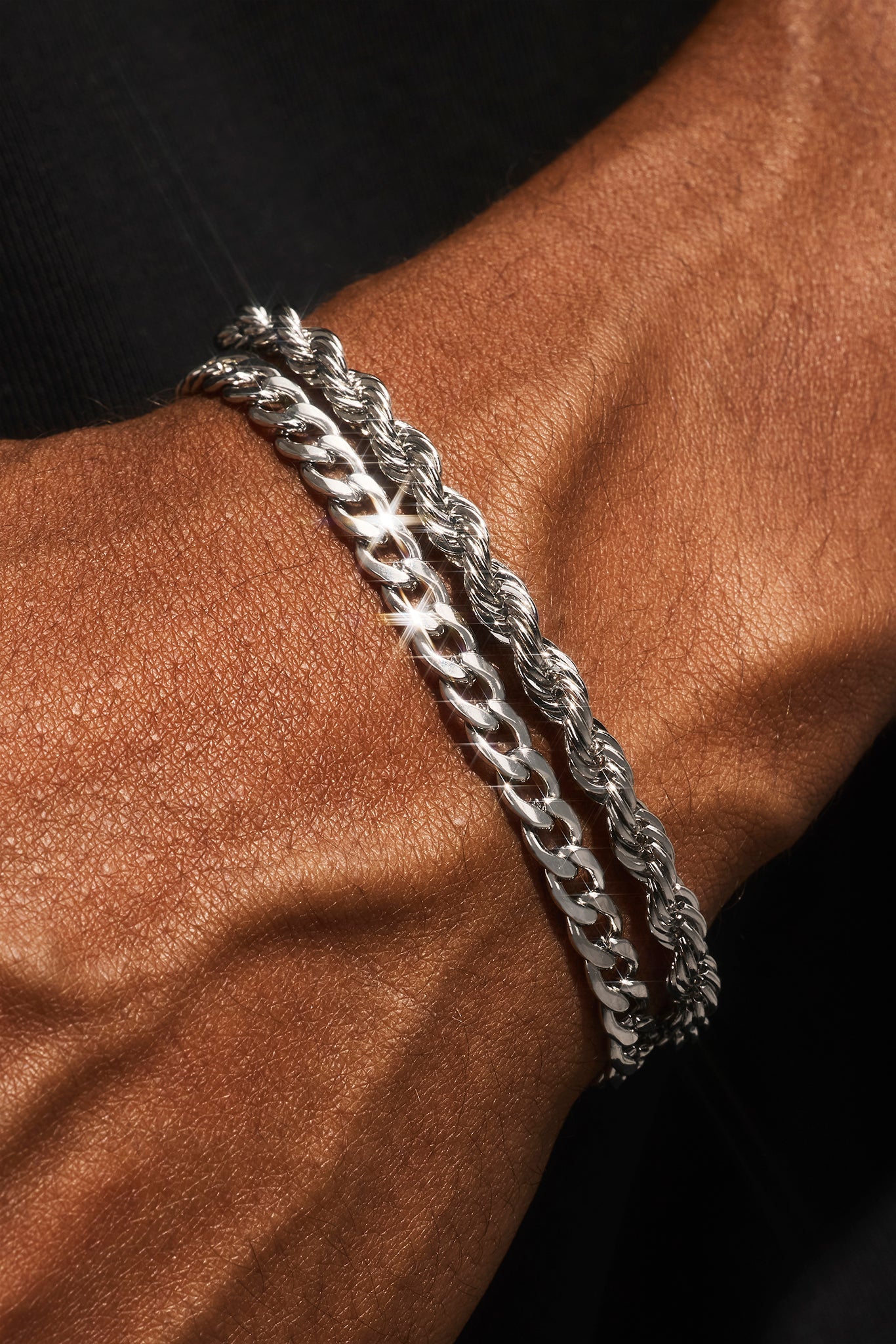 Double Miami Cuban & Rope Bracelet - 5mm - White