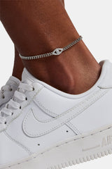 Iced Evil Eye Micro Cuban Anklet - 3mm - White