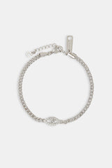 Iced Evil Eye Micro Cuban Bracelet  - 3mm - White