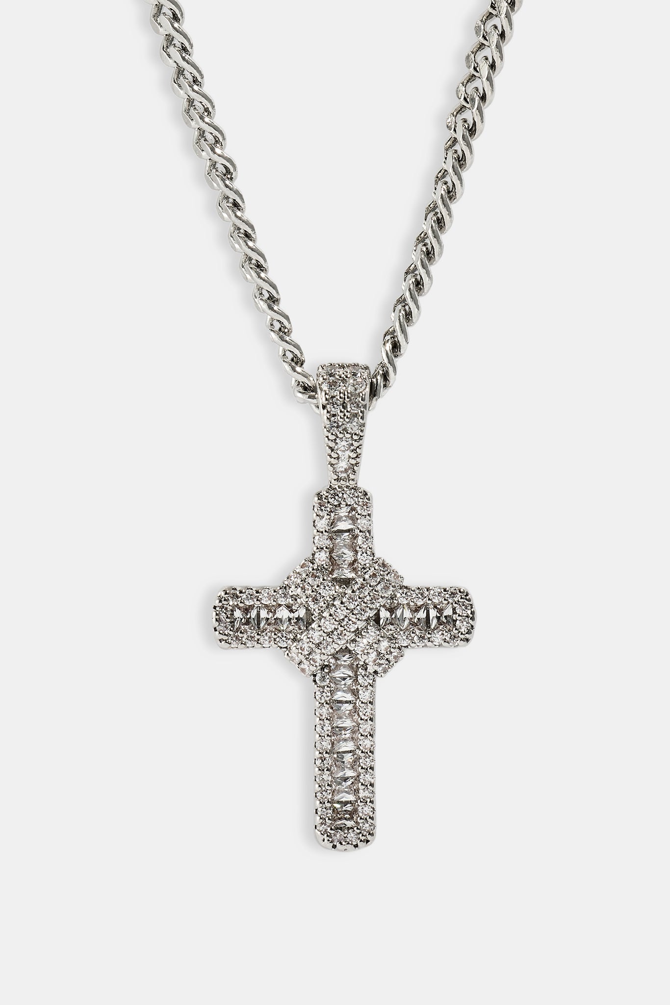 Iced Baguette Cross Micro Cuban Necklace  - 3mm
