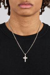 Iced Baguette Cross Micro Cuban Necklace  - 3mm
