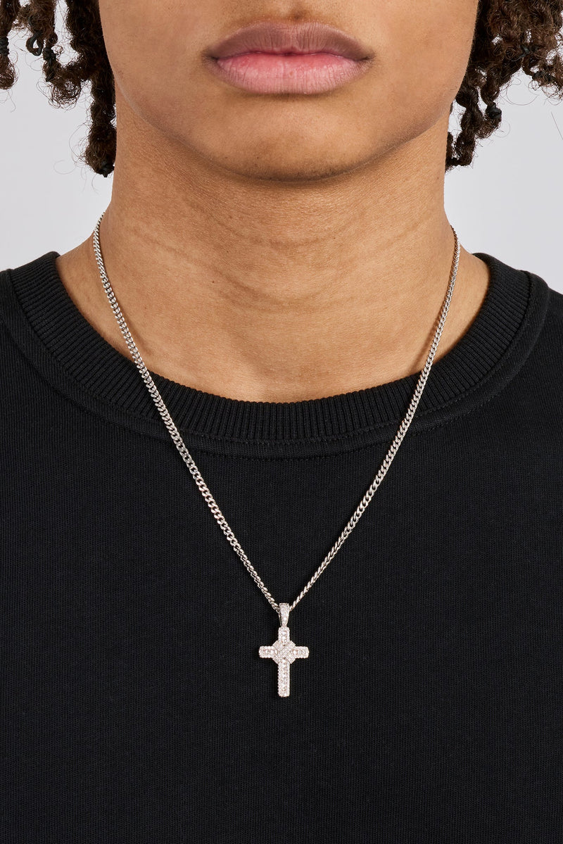 Iced Baguette Cross Micro Cuban Necklace  - 3mm