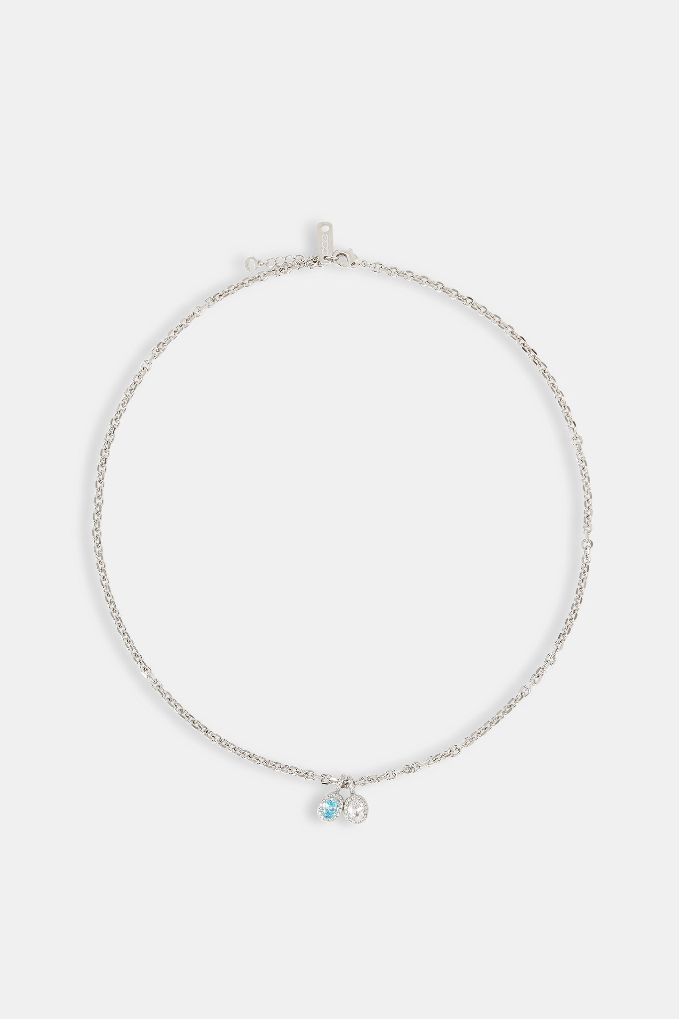 Iced Blue & Clear Double Gemstone Necklace - 10mm