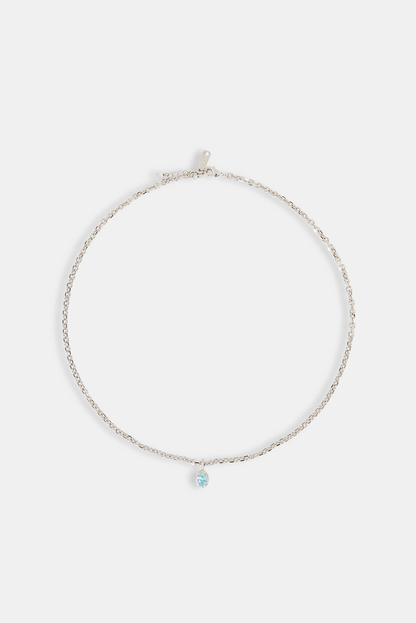 Iced Blue Oval Gemstone Necklace - 10mm