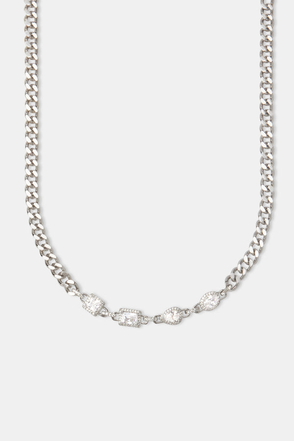 Iced Cuban Link Mixed Gemstone Chain - 8mm