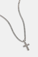 Iced Drop Cross Cuban Chain - 3mm - White