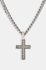 Iced Drop Cross Cuban Chain - 3mm - White