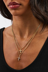 Iced Cross & Crucifix Necklace - 15mm - Gold