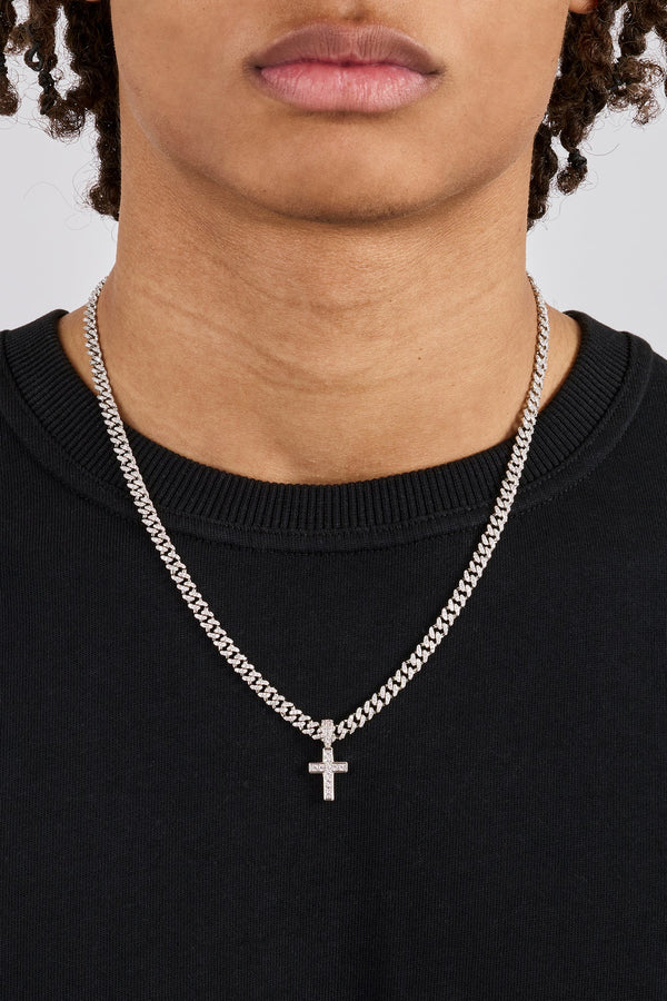 Iced Drop Cross Iced Cuban Chain - 5mm