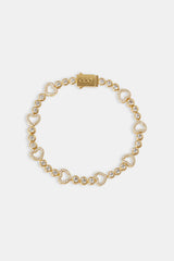 Iced Heart Outline Tennis Bracelet - 3mm - Gold