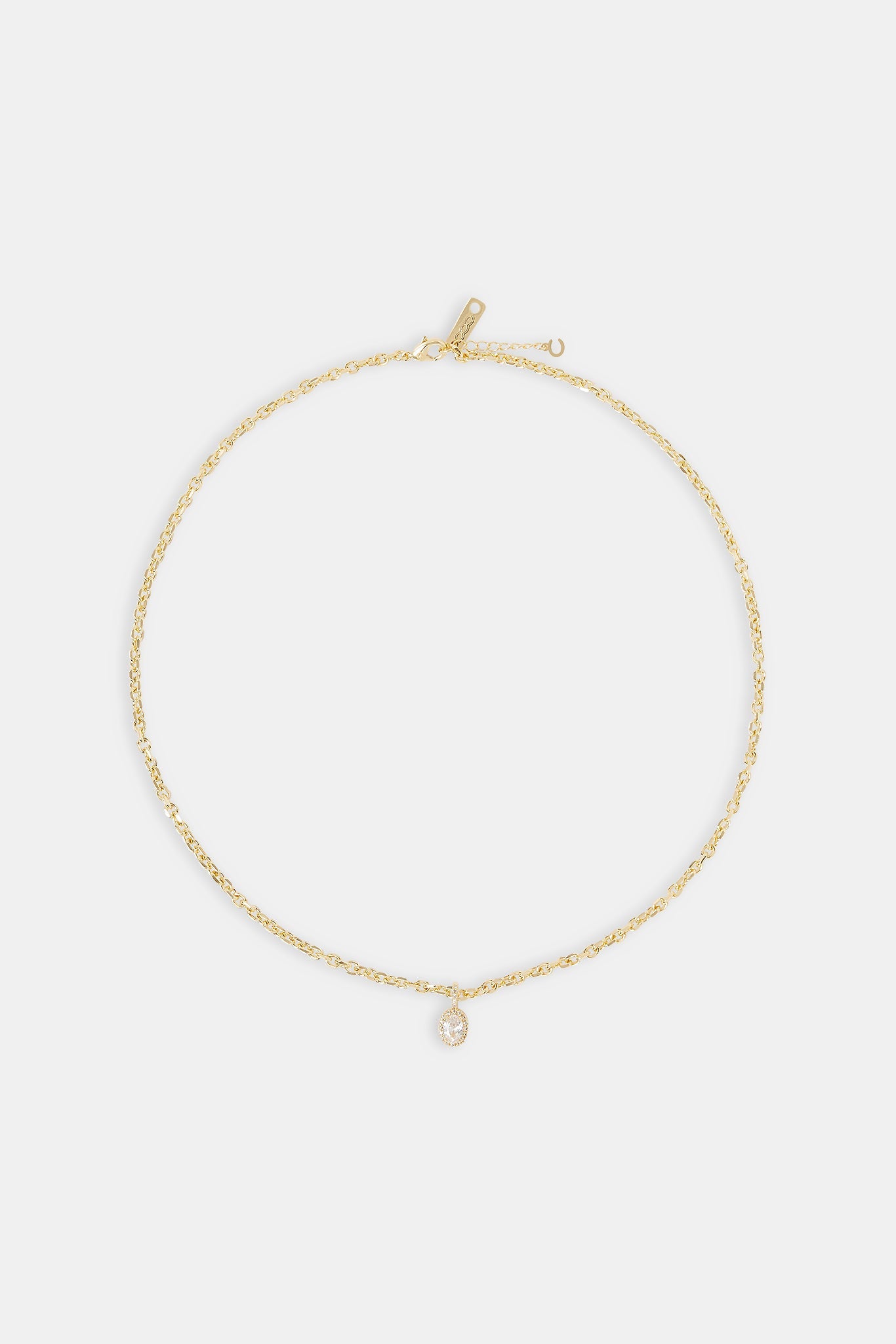 Iced Oval Gemstone Necklace - 10mm - Gold