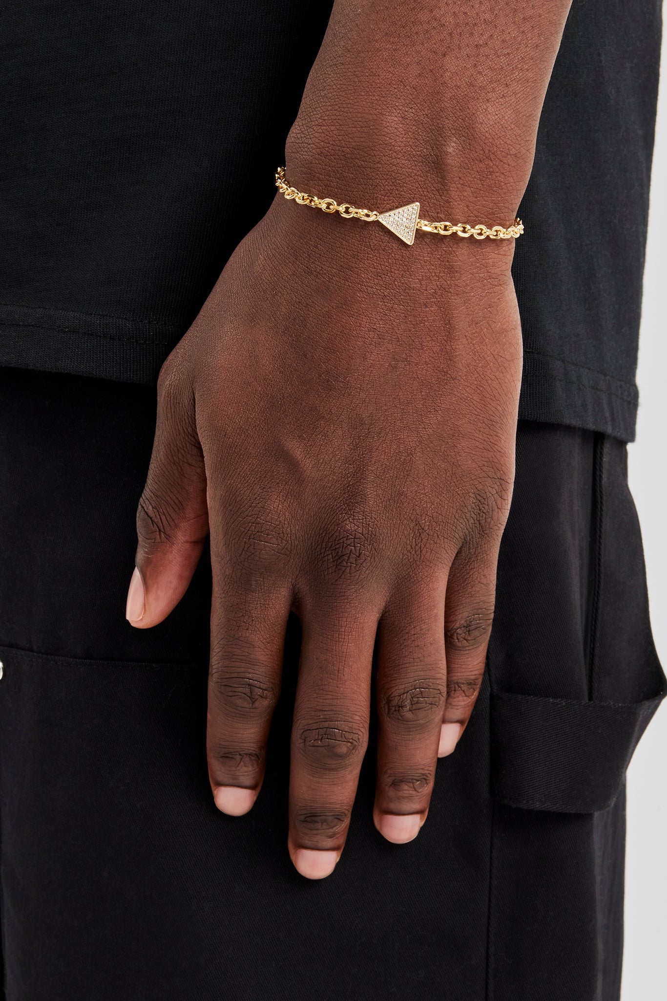 Iced Pave Triangular Rolo Bracelet - 10mm - Gold