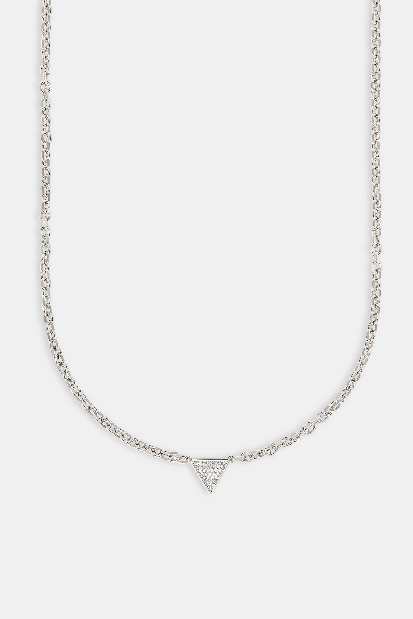 Iced Triangular Pave Pendant Necklace - 10mm