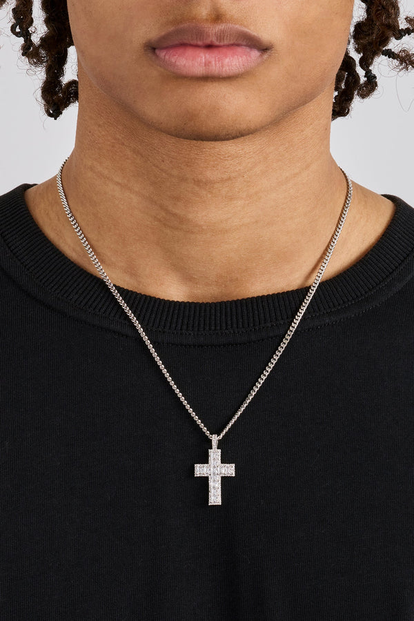 Iced Pave Baguette Cross Micro Cuban Necklace - 3mm
