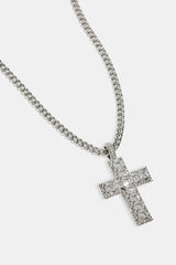 Iced Pave Baguette Cross Micro Cuban Necklace - 3mm