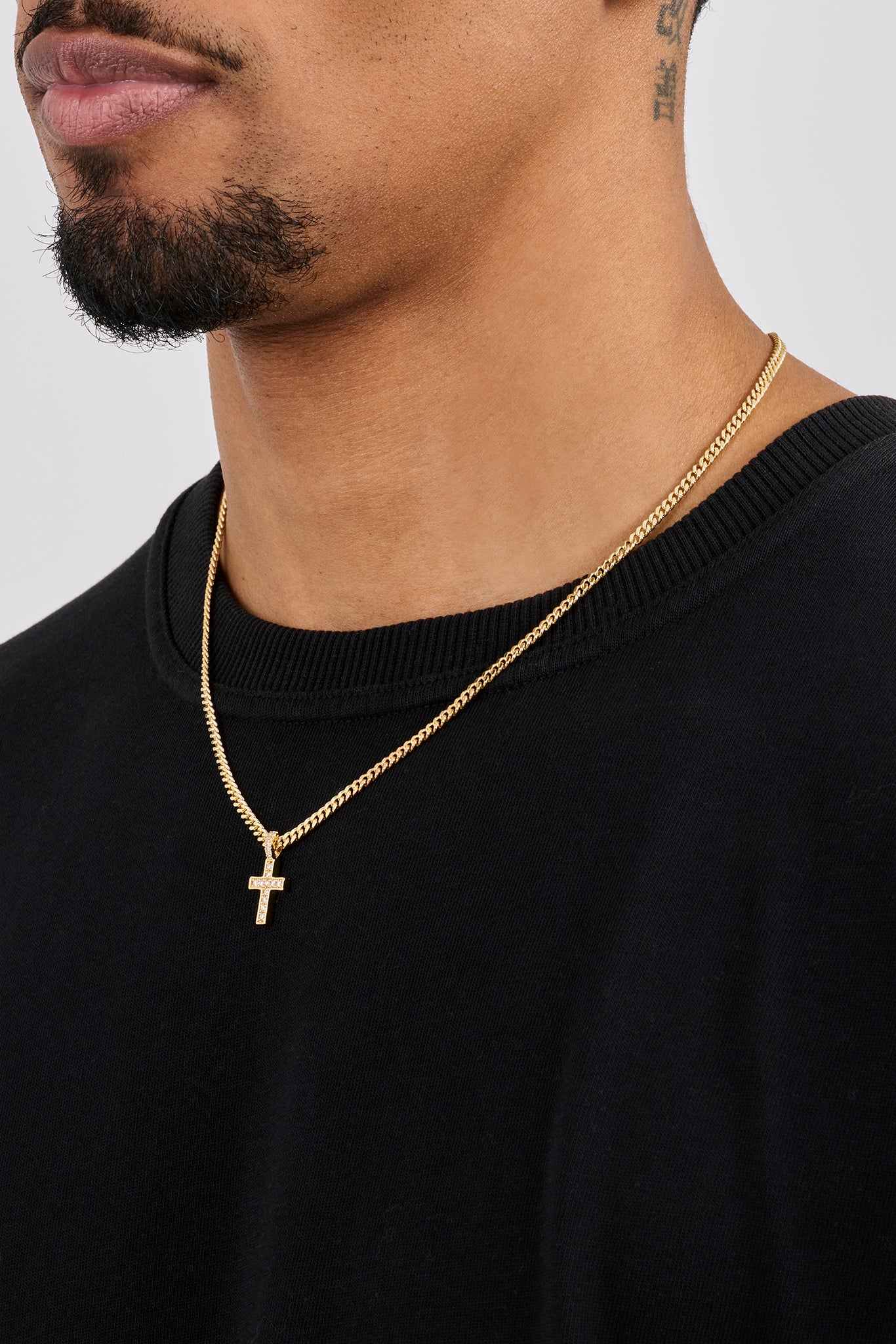 Iced Drop Cross Cuban Chain - 5mm - Gold