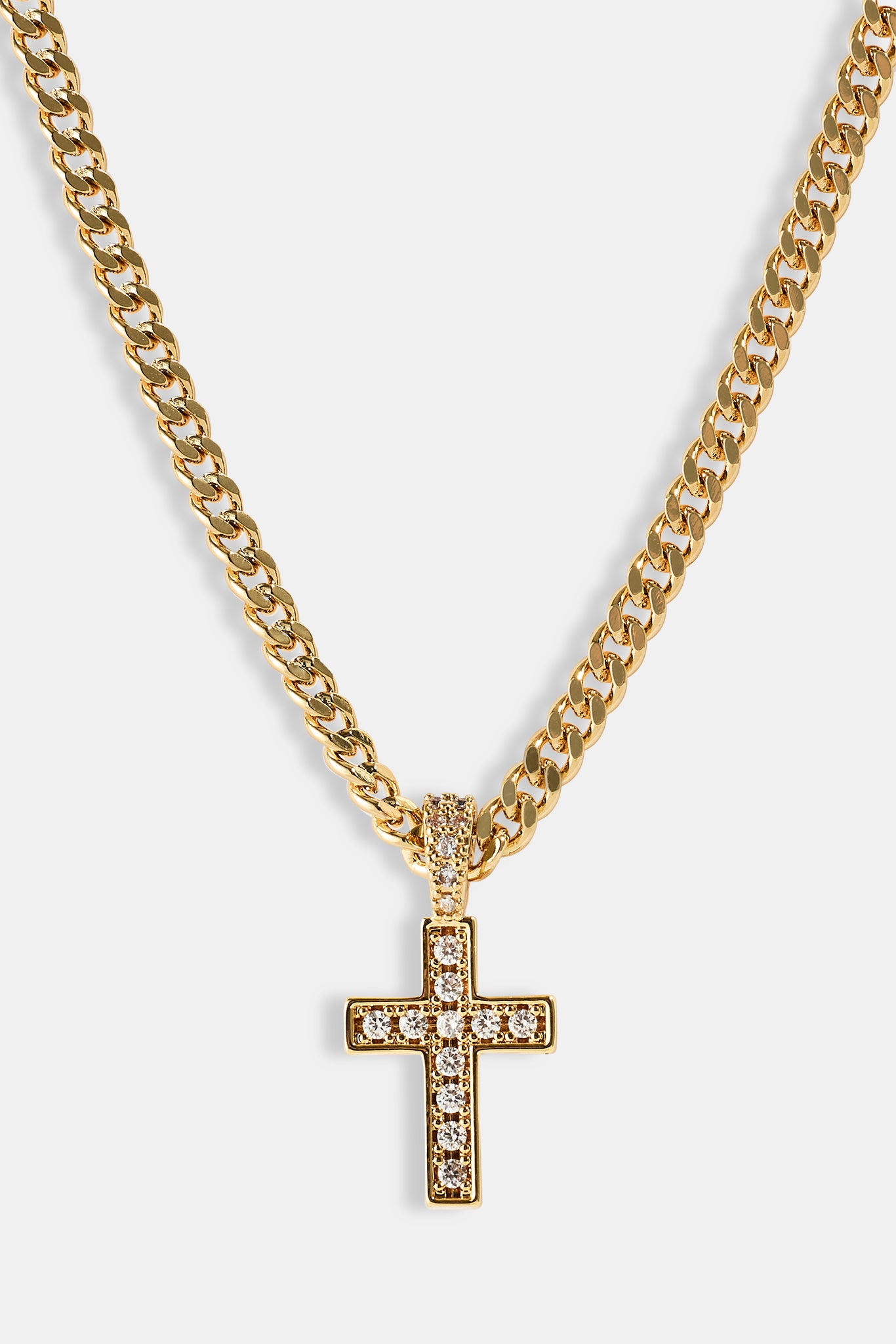 Iced Drop Cross Cuban Chain - 5mm - Gold