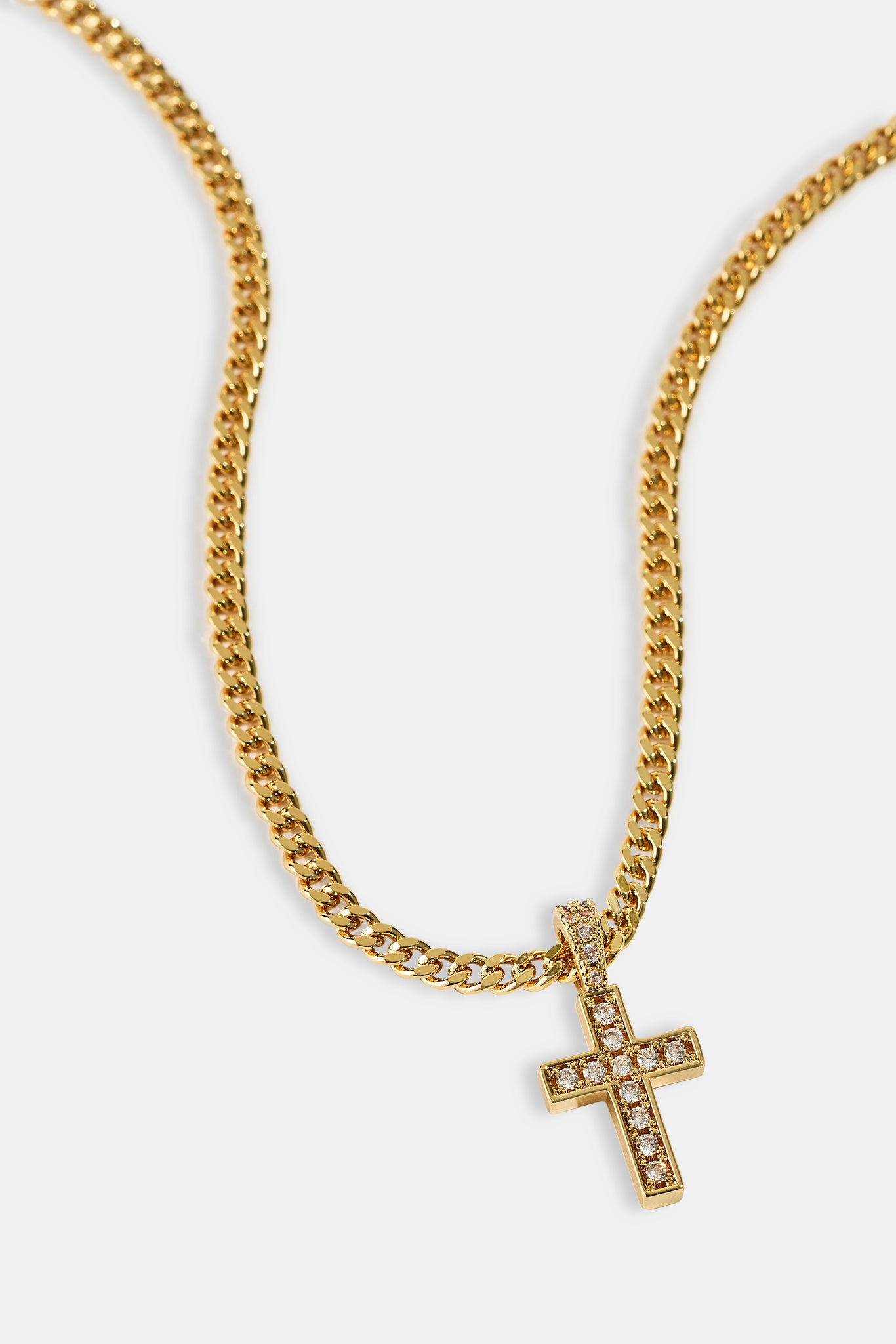 Iced Drop Cross Cuban Chain - 5mm - Gold