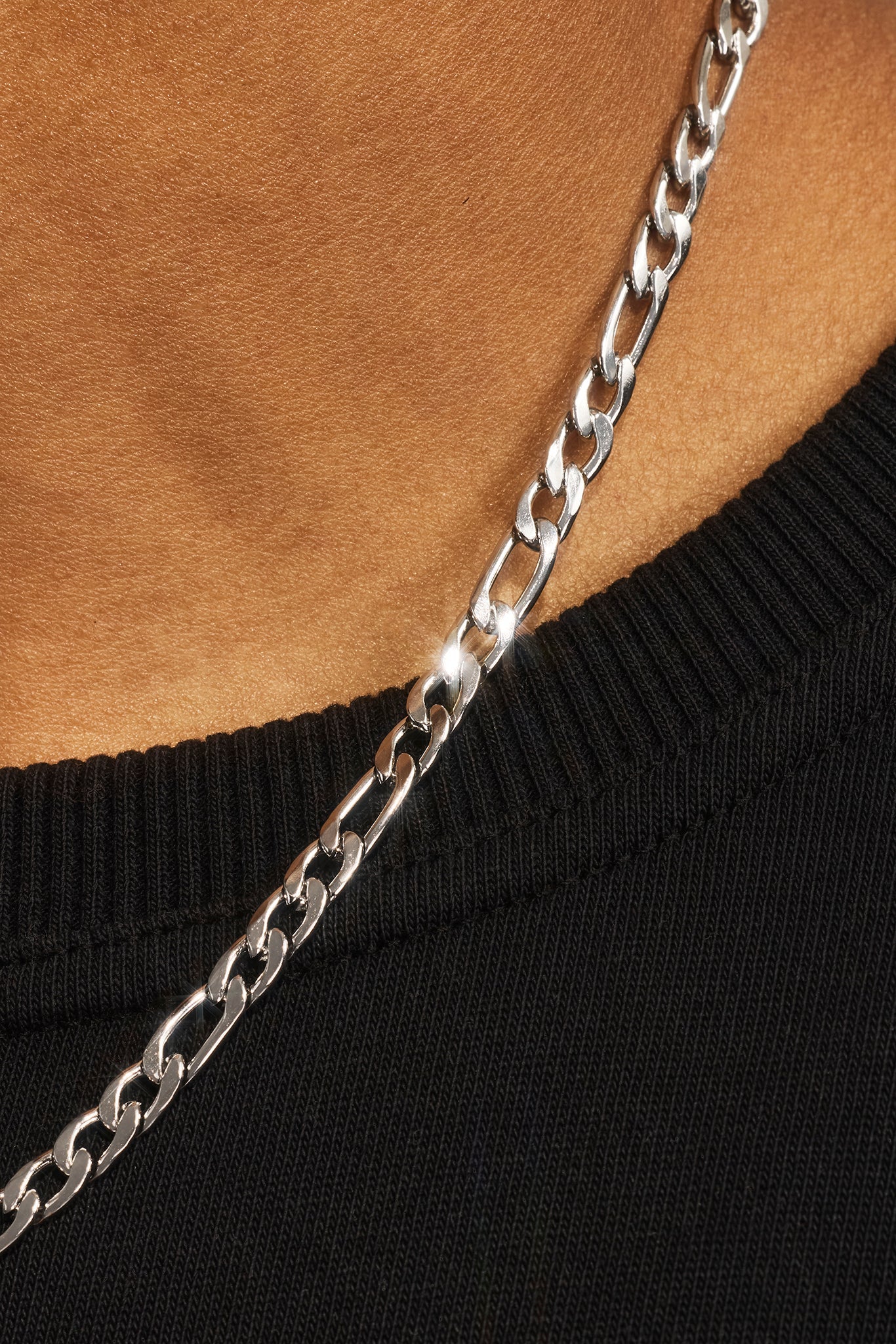 Polished Figaro Bracelet & Chain - 5mm - White