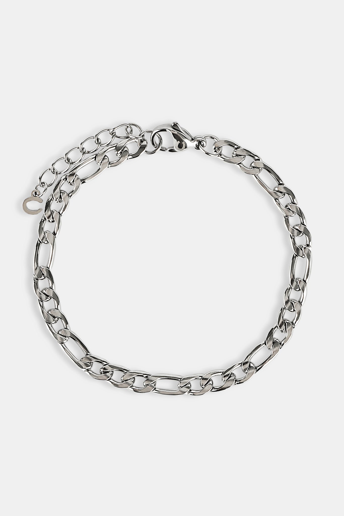 Polished Figaro Bracelet - 5mm - White