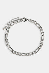Polished Figaro Bracelet - 5mm - White