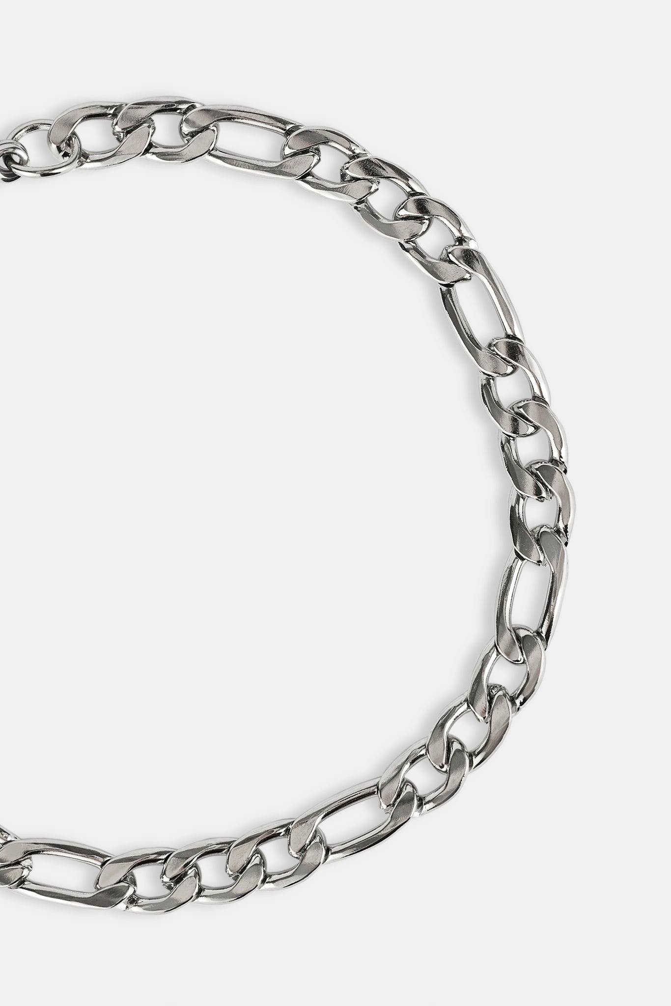 Polished Figaro Bracelet - 5mm - White