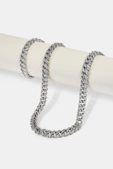 Iced Out Cuban Bracelet & Chain - 8mm - White
