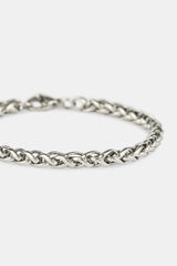 Polished Wheat Link Bracelet - 5mm - White