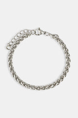 Polished Wheat Link Bracelet - 5mm - White