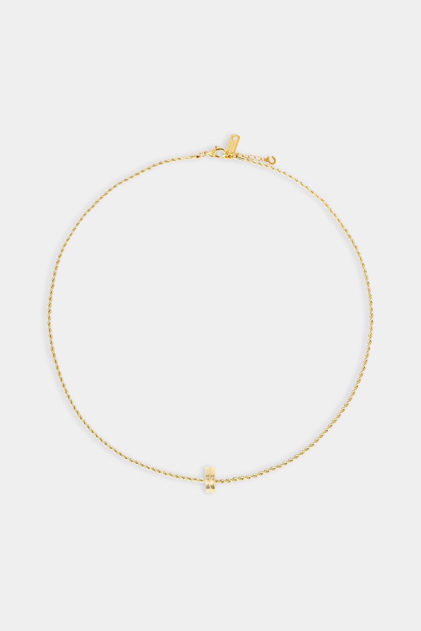 Micro Polished Double Ring Pendant Necklace - 12mm - Gold