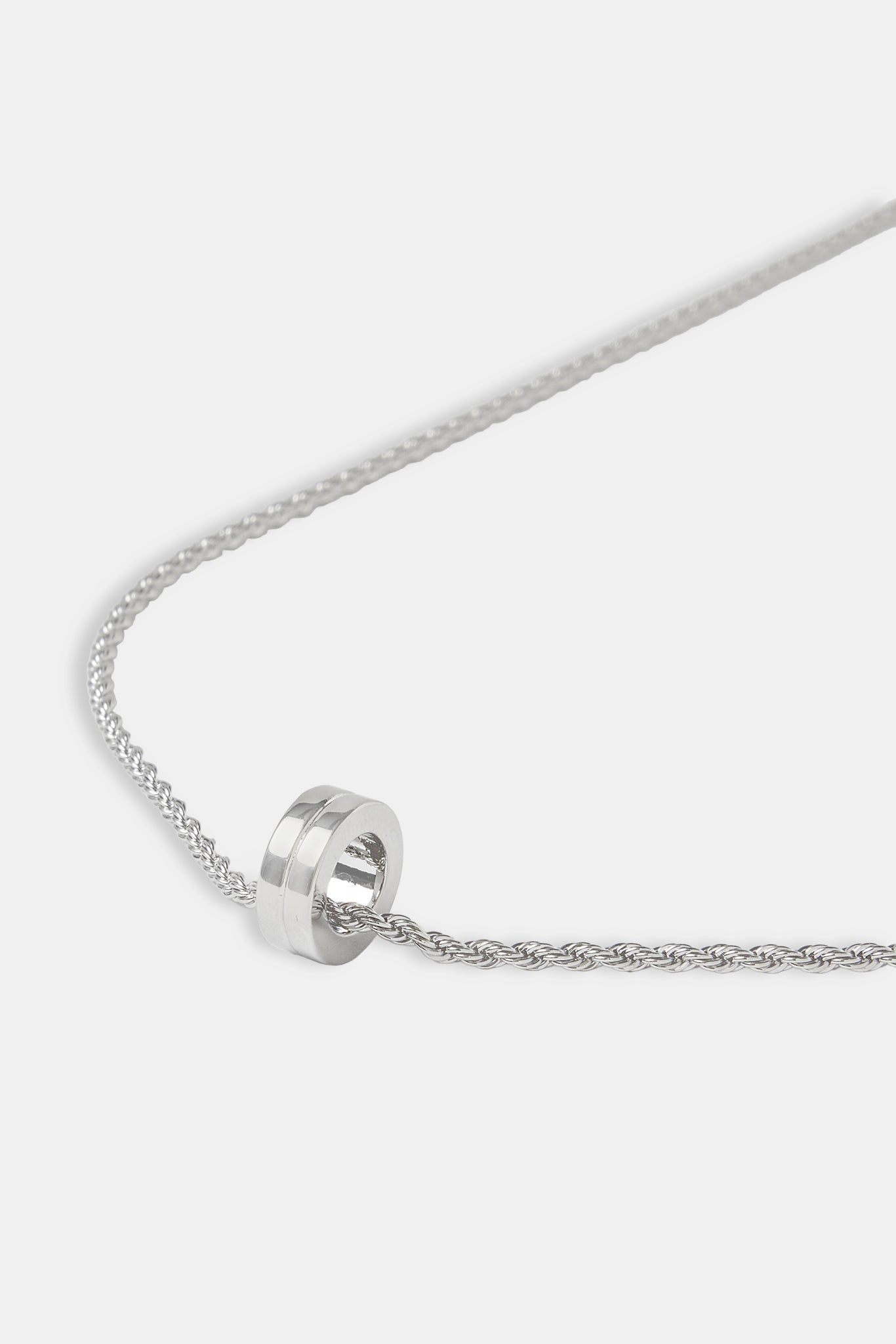 Micro Polished Double Ring Pendant Necklace - 12mm