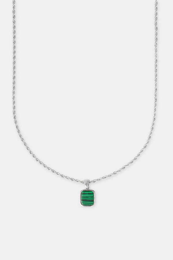 Micro Green Malachite Rope Necklace - 12mm