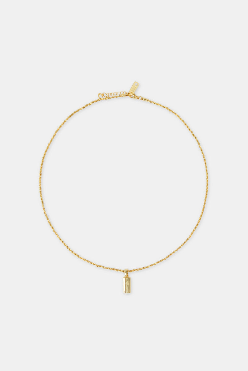 Micro Polished Bar Rope Necklace - 15mm - Gold